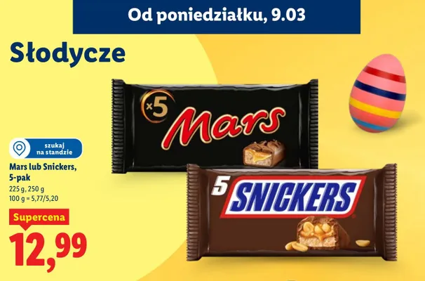 Baton Mars lub Snickers, 5-pak promocja w Lidl