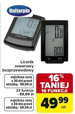 Licznik rowerowy bezprzewodowy 23 funkcje promocja w Carrefour