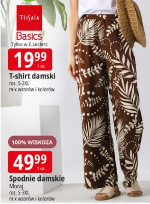 Spodnie damskie Moraj 100% wiskoza mix wzorów i kolorów promocja w Leclerc