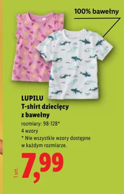 T-shirt dziecięcy z bawełny Lupilu promocja w Lidl