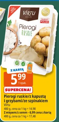 Pierogi ruskie/z kapustą i grzybami/ze szpinakiem promocja w Leclerc