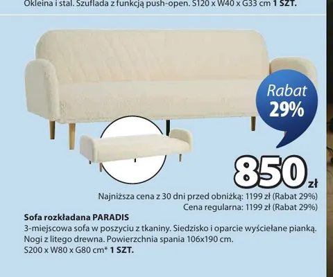 Sofa rozkładana Paradis promocja w Jysk