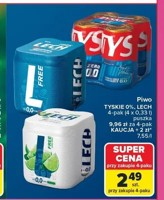 Piwo bezalkoholowe Tyskie 4-pak promocja w Carrefour