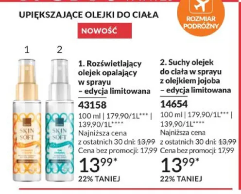 Suchy olejek do ciała w sprayu z olejkiem jojoba Skin So Soft edycja limitowana promocja w AVON