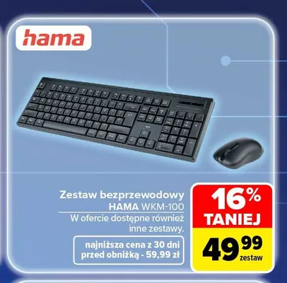 Zestaw bezprzewodowy Hama WKM-100 promocja w Carrefour