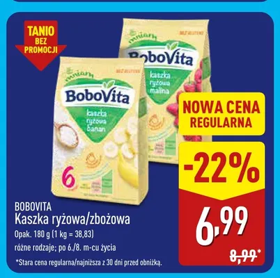 Kaszka ryżowa/zbożowa BoboVita promocja w Aldi
