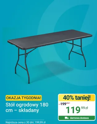 Stół ogrodowy składany 180 cm promocja w ERLI