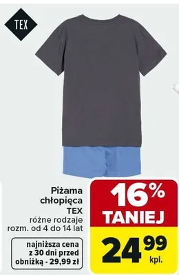 Piżama chłopięca różne rodzaje rozm. od 4 do 14 lat promocja w Carrefour