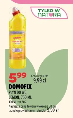 Płyn do WC Lemon Domofix promocja w Drogerie Natura