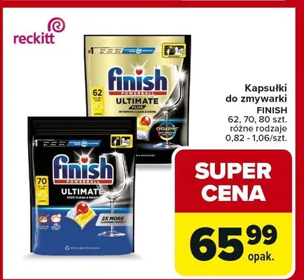 Kapsułki do zmywarki Finish 62, 70, 80szt. różne rodzaje promocja w Carrefour