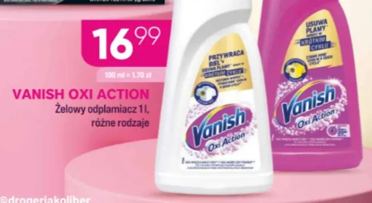 Żelowy odplamiacz do kolorów Vanish Oxi Action promocja w Drogerie Koliber