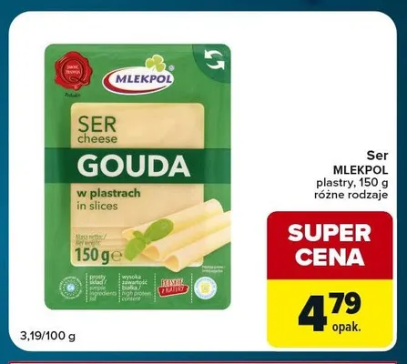 Ser Mlekpol Gouda w plastrach promocja w Globi