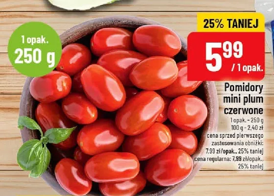 Pomidory mini plum czerwone promocja w POLOmarket
