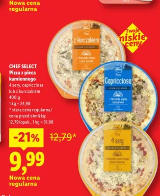 Pizza z pieca kamiennego 4 sery Chef Select promocja w Lidl
