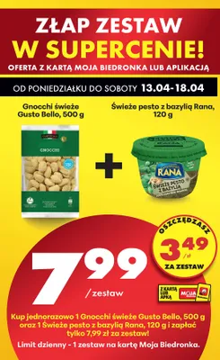 Zestaw: gnocchi świeże + świeże pesto z bazylią promocja w Biedronka