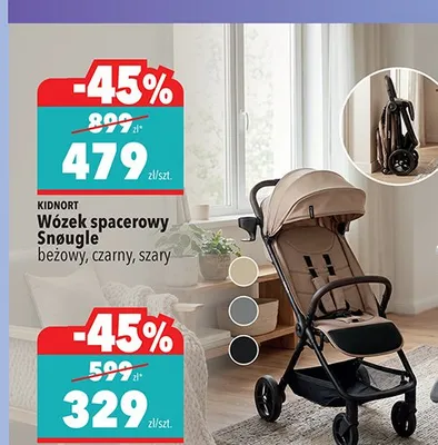 Wózek spacerowy KIDNORT Snøugle szary promocja w Biedronka
