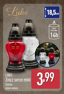 Znicz serce mini Luks promocja w Aldi