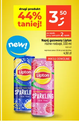 Napój gazowany Lipton Sparkling Ice Tea Raspberry promocja w Dealz