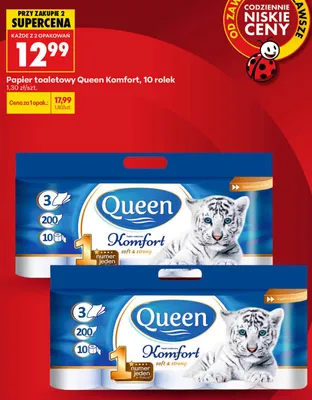 Papier toaletowy Queen Komfort 10-pak promocja w Biedronka