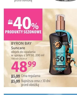 Olejek do opalania w sprayu z SPF50 Suncare Byron Bay promocja w Hebe