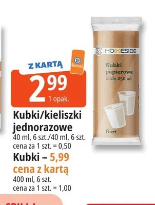 Kubki jednorazowe Homeside 40 ml promocja w Leclerc