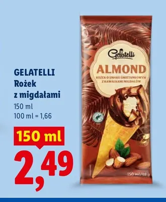 Lody rożek z migdałami Gelatelli promocja w Lidl