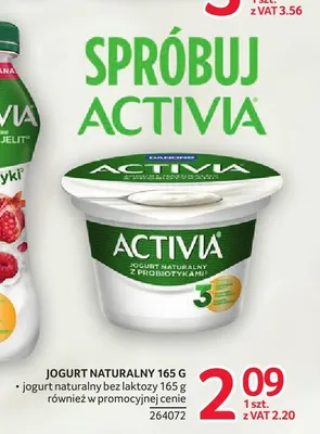 Jogurt naturalny Activia bez laktozy promocja w Selgros