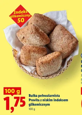 Bułka pełnoziarnista Provita z niskim indeksem glikemicznym promocja w Lidl