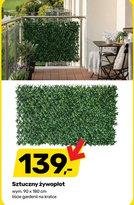 Sztuczny żywopłot wym. 90x180cm liście gardenii na kratce promocja w Bricomarche