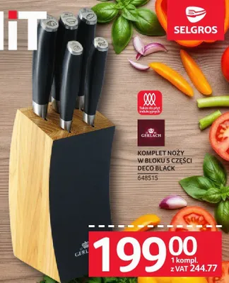 Komplet noży w bloku 5 części Deco Black promocja w Selgros