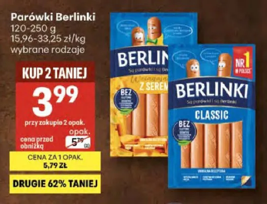 Parówki Berlinki promocja w Delikatesy Centrum