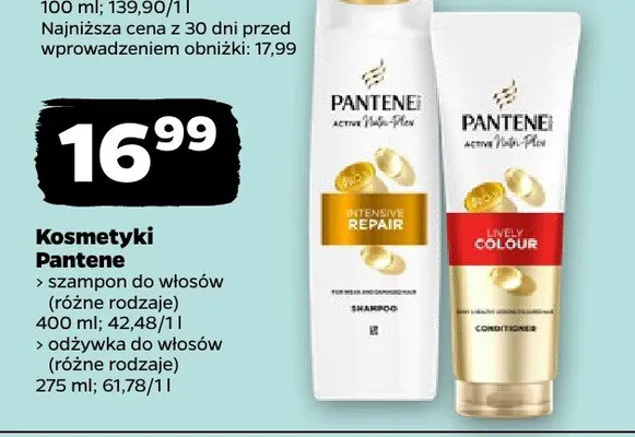 Kosmetyki Pantene odżywka do włosów (różne rodzaje) promocja w Netto