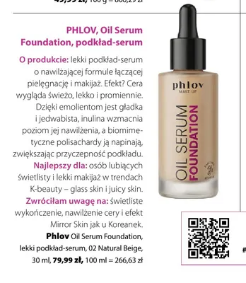 Lekki podkład-serum Phlov Oil Serum Foundation 02 Natural Beige promocja w Hebe