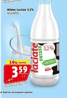 Mleko świeże Łaciate 3,2% Mlekpol promocja w Prim Market