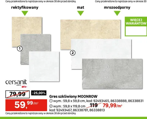 Gres szkliwiony Moonrow 59,8x59,8 cm Cersanit promocja w Leroy Merlin