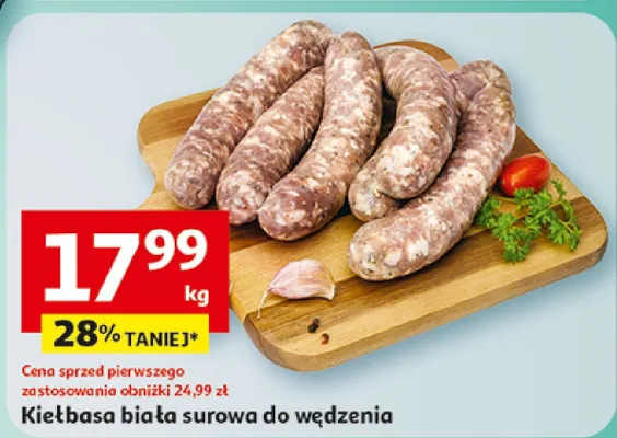 Kiełbasa biała surowa do wędzenia promocja w Auchan