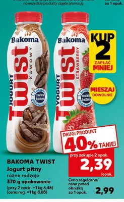 Jogurt pitny Bakoma Twist truskawkowy promocja w Kaufland