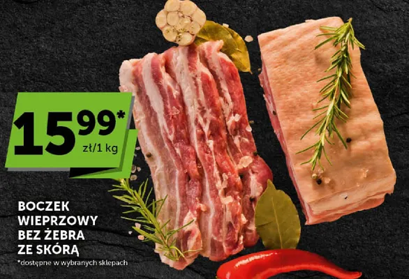 Boczek wieprzowy bez żebra ze skórą promocja w Euro Sklep