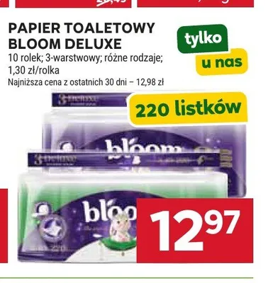 Papier toaletowy Bloom Deluxe promocja w Stokrotka