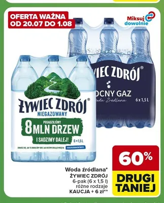 Woda źródlana Żywiec Zdrój mocny gaz 6-pak promocja w Carrefour Express
