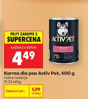 Karma dla psa Activ Pet promocja w Biedronka