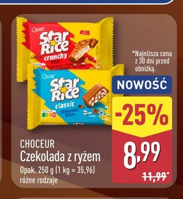 Czekolada z ryżem Star Rice classic Choceur promocja w Aldi