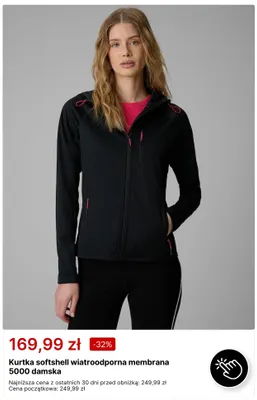 Kurtka softshell wiatroodporna membrana 5000 damska promocja w 4F