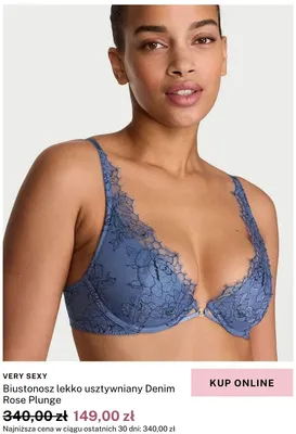 Biustonosz lekko usztywniany Victoria's Secret Very Sexy Denim Rose Plunge promocja w Victoria's Secret