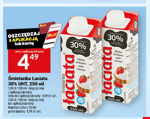 Śmietanka Łaciata UHT 30% promocja w Twój Market