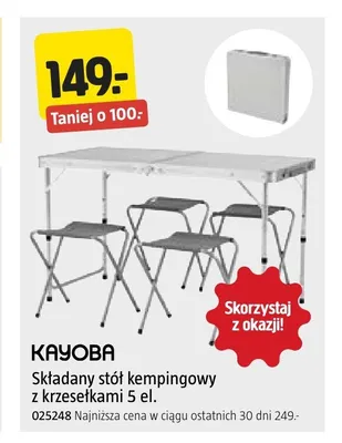 Składany stół kempingowy z krzesełkami Kayoba 5 el. promocja w Jula