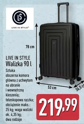 Walizka 90 l LIVE IN STYLE promocja w Aldi