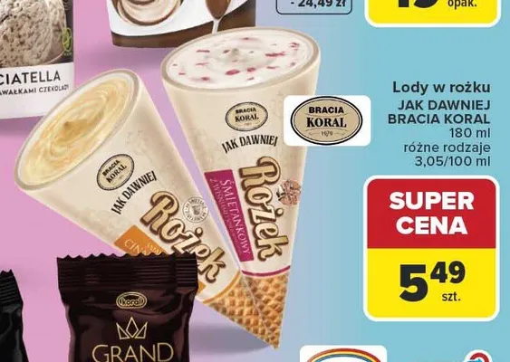 Lody w rożku Jak Dawniej Bracia Koral promocja w Carrefour