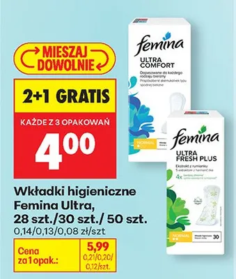 Wkładki higieniczne Ultra promocja w Biedronka