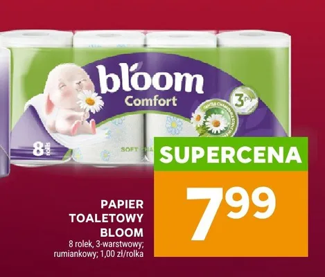 Papier toaletowy Bloom Comfort 3-warstwowy rumiankowy promocja w Stokrotka